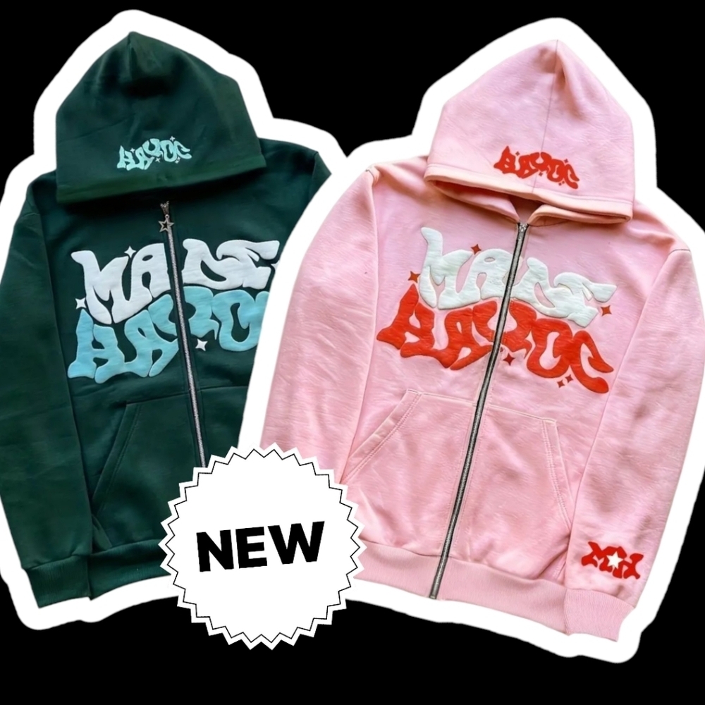 New Tik Tok Trending Y2k Urban Streetwear Puff Print MADE HAVOC zip hoodies